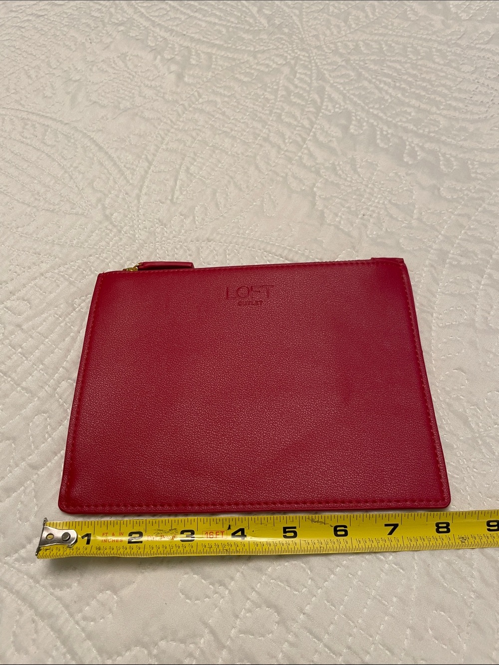 LOFT Outlet Red Faux Leather Zipper Pouch or Clutch